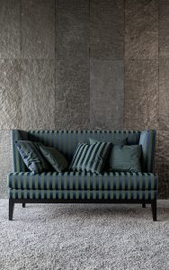 Jab Anstoets green stripe fabric covered sofa