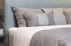Fine fabric grey bedding