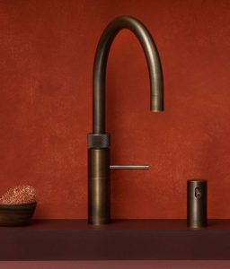 Quooker tap and soap dispenser round bronze
