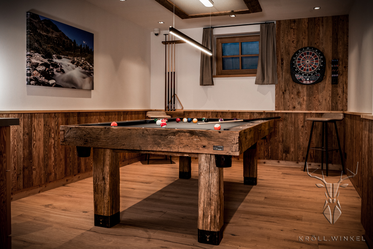 Oak wood billiard table