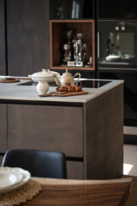 Kitchen with hand-applied real bronze finish