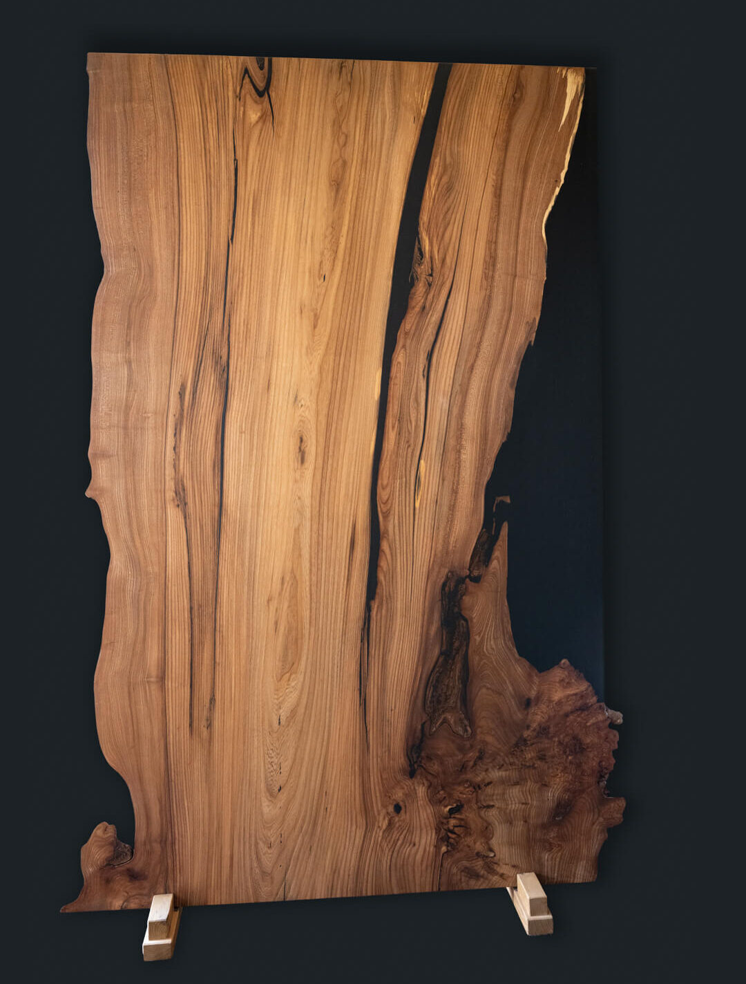 Wooden table with black Epoxy