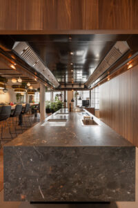 Solid island kitchen block made from natural stone