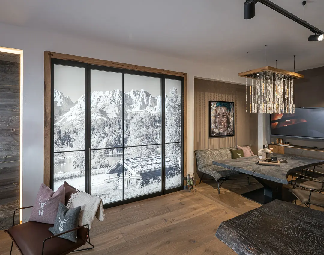 Backlit mountain wall art