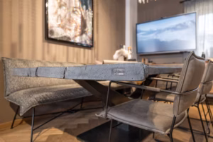 Smoked Silver Stag table with leather chairs
