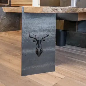 Steel desk frame cutout design stag
