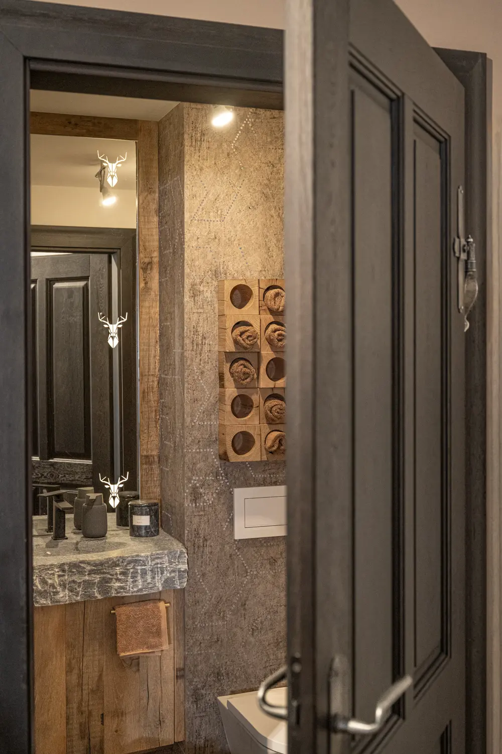 Bathroom dark wooden door bathroom