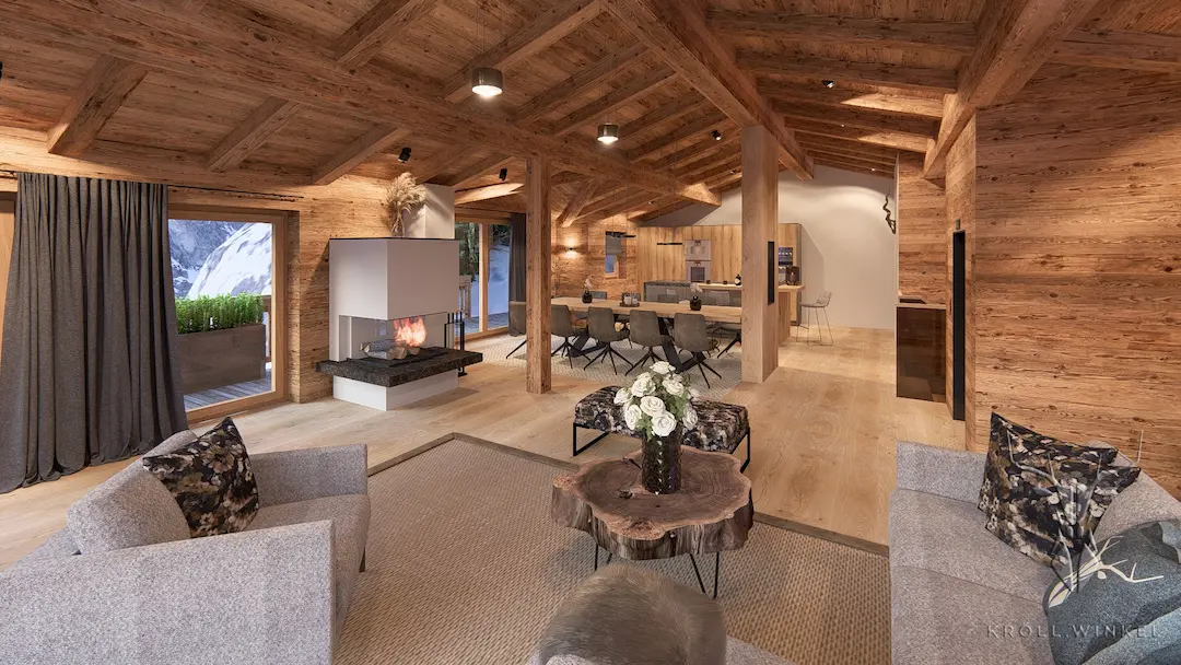 Chalet drawing cad livingroom