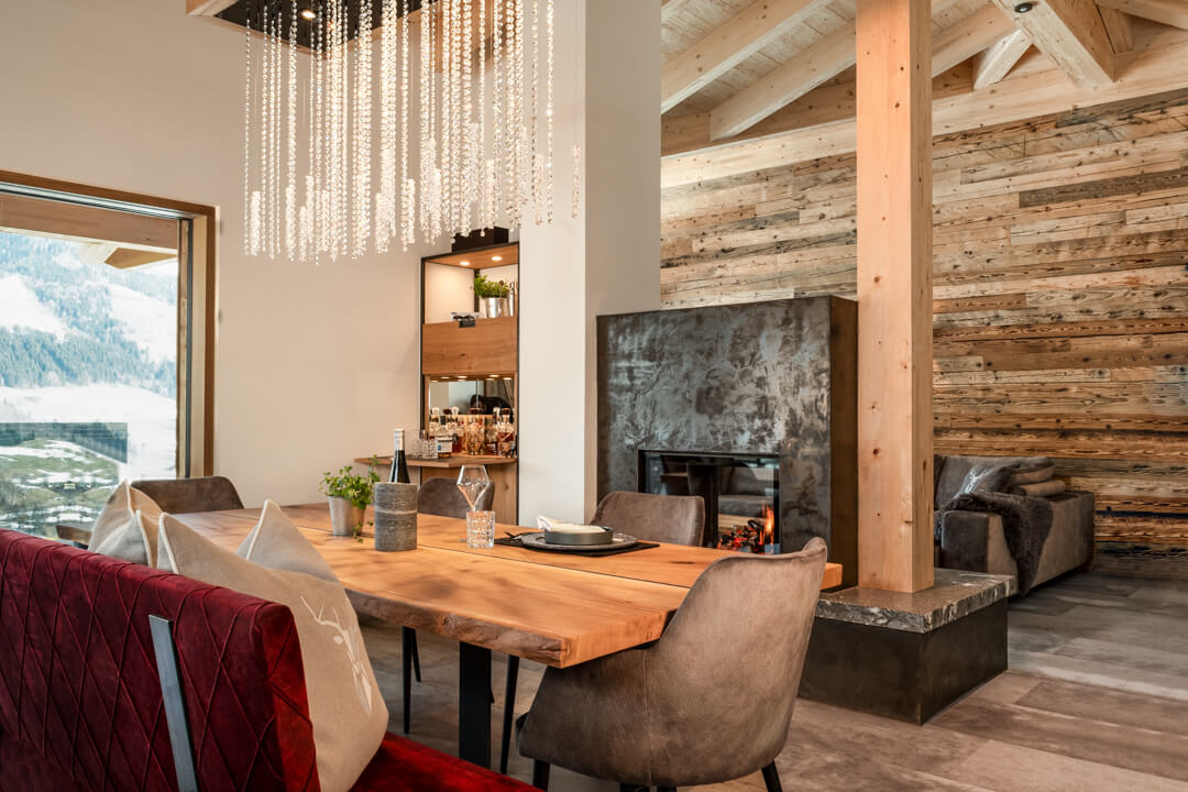Alp interior with handmade oak table