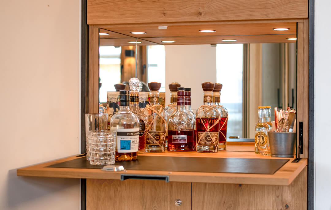 Hidden Built-In Bar with leather detailing