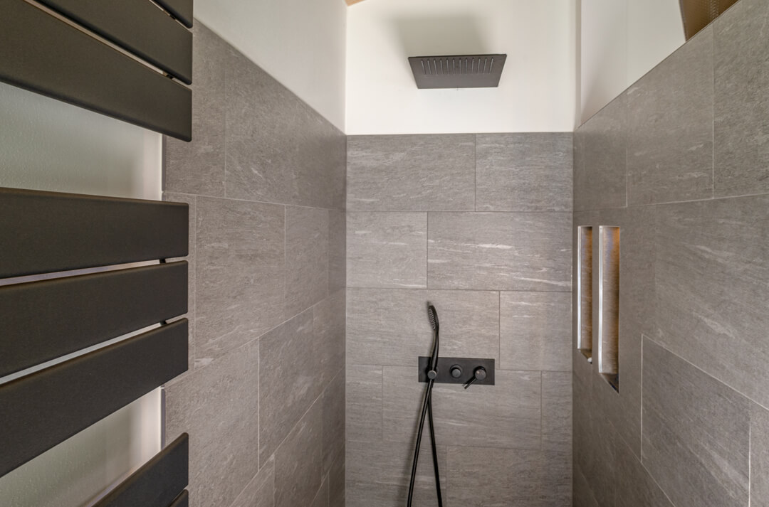 Shower grey tiles